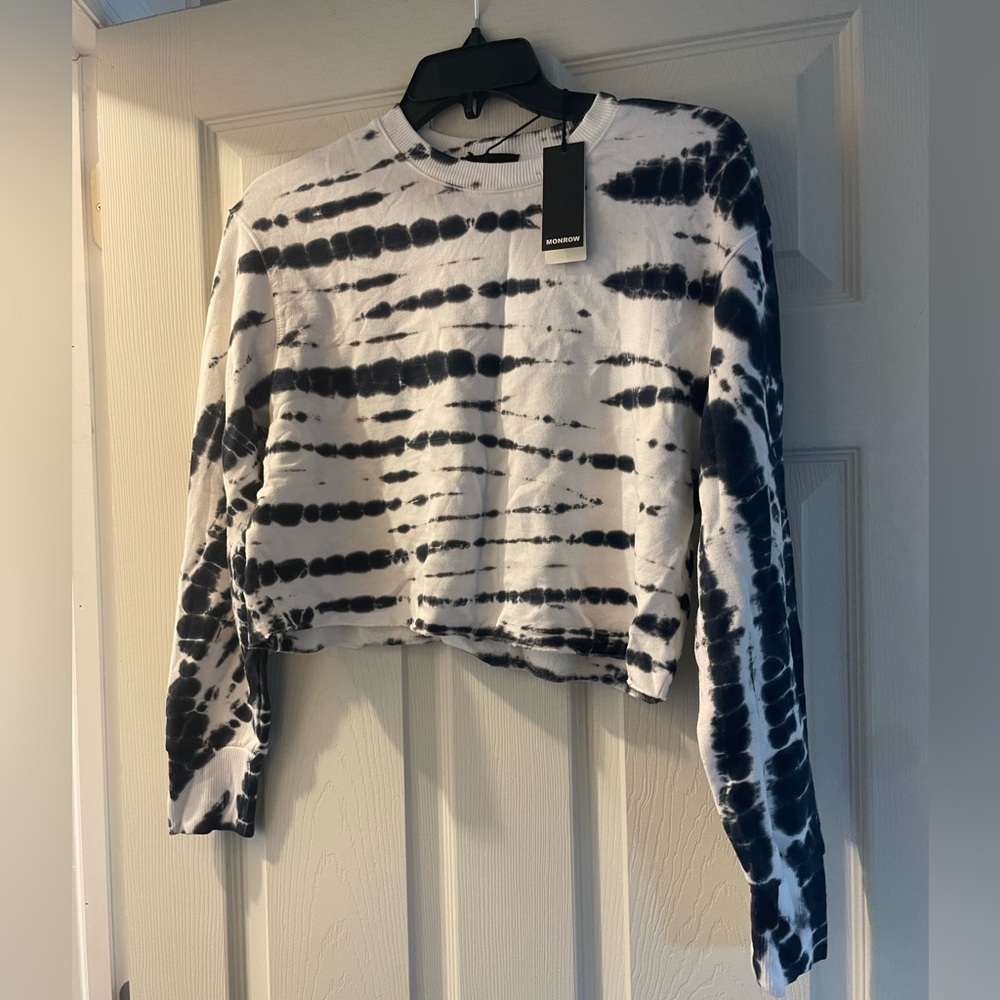 Monrow Tie Dye Cropped Sweatshirt NEW